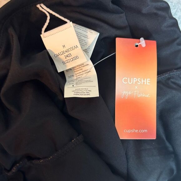 Cupshe X JoJo Atlantis Espresso Ribbed Lurex Halter One-Piece Swimsuit Medium - Picture 13 of 16